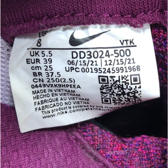 Nike React Infinity Run Flyknit 3 Light Bordeaux Running Shoe Women 8 DD3024-500 - Picture 7 of 8